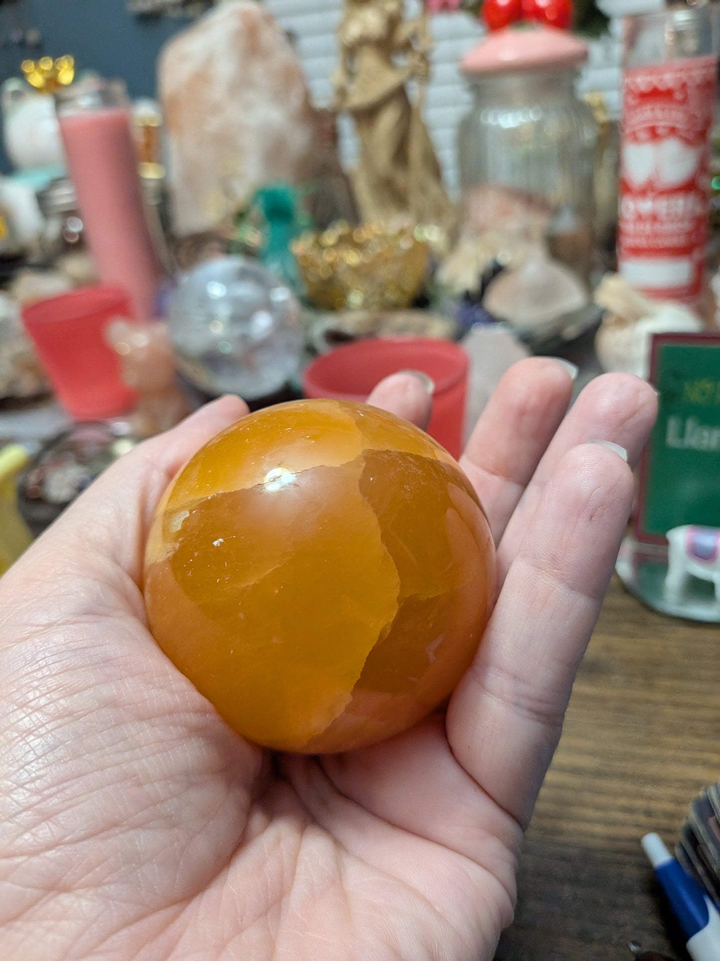 11 oz Orange Calcite Sphere