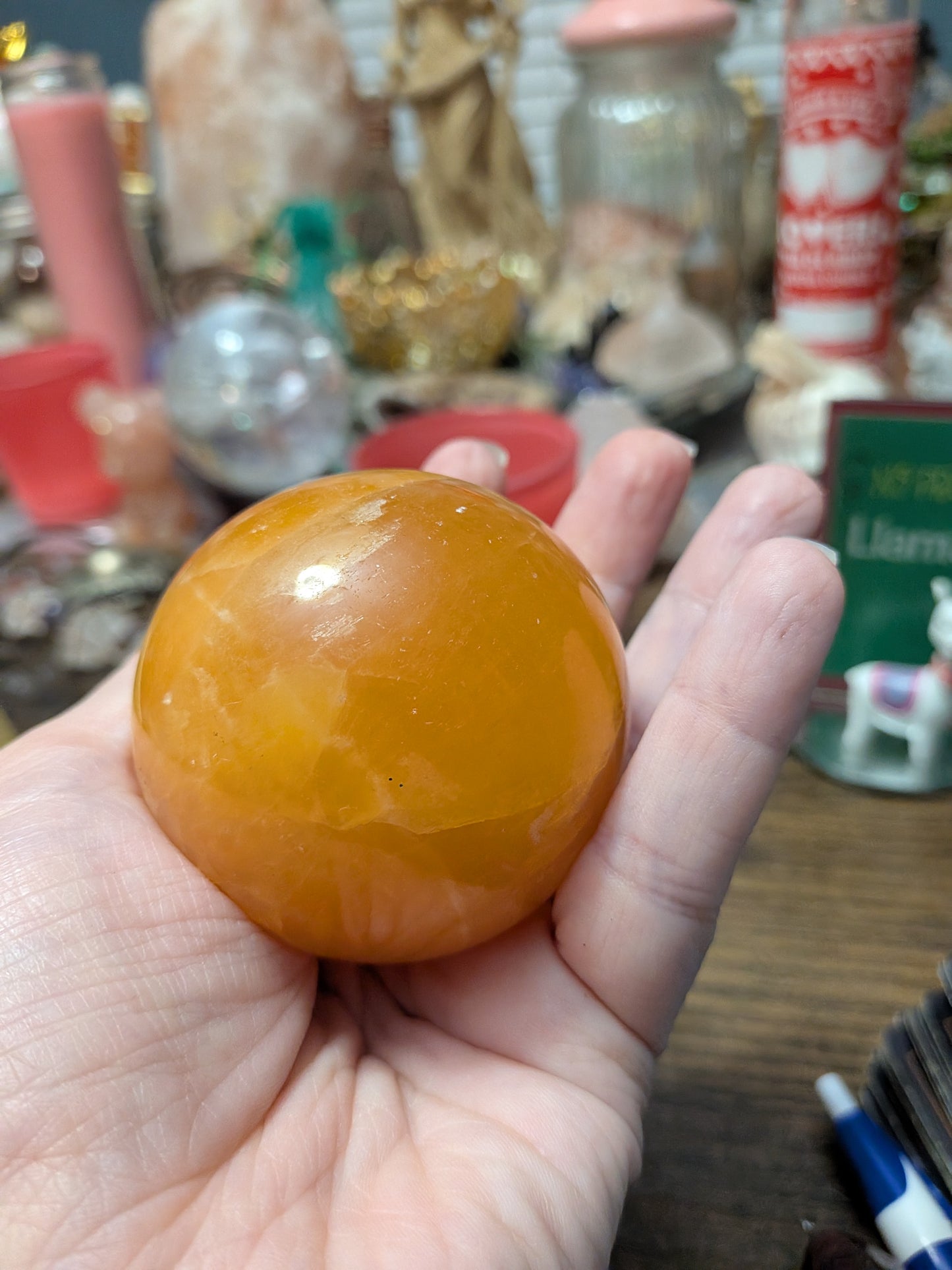 11 oz Orange Calcite Sphere