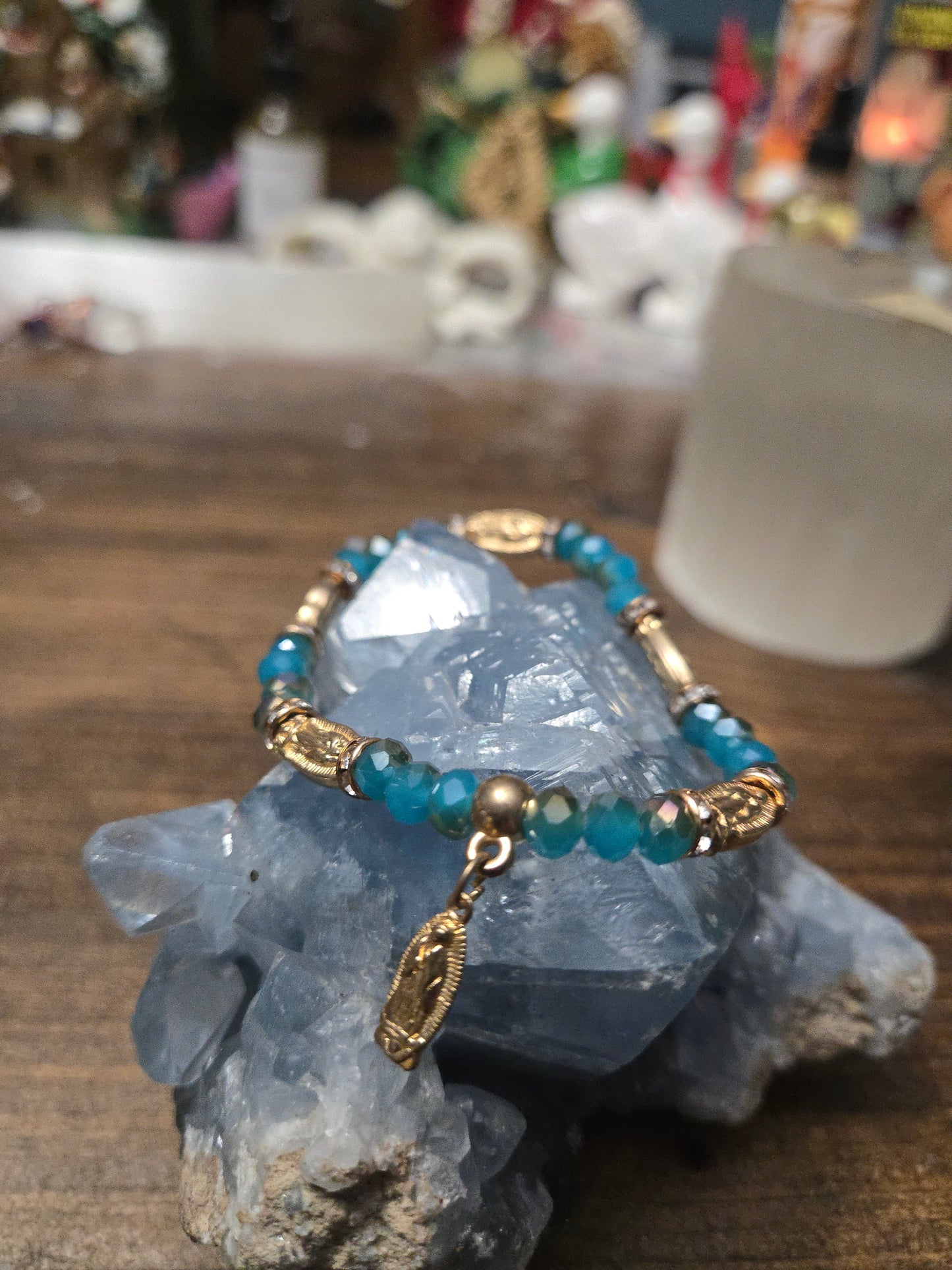 Our Lady of Guadalupe Bracelet| blue teal| Bluish Teal Mother Mary Protection Bracelet – Sacred Healing, Peace & Divine Guidance