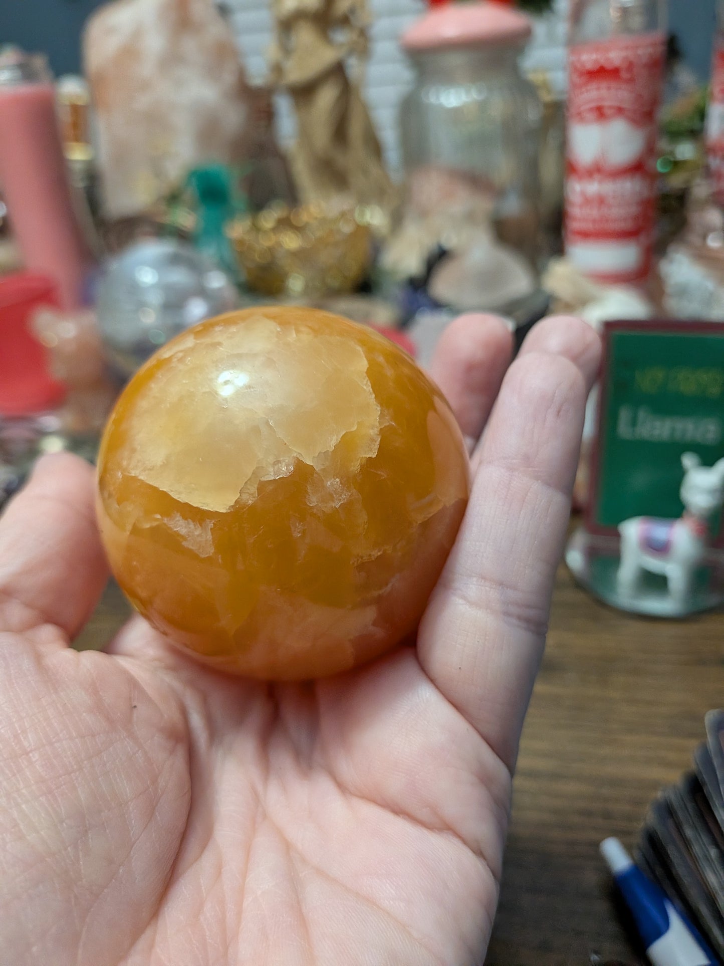 11 oz Orange Calcite Sphere