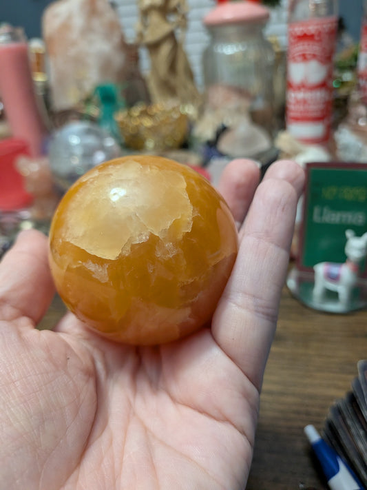 11 oz Orange Calcite Sphere