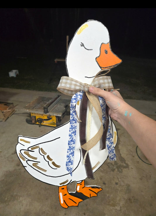 Country goose| cottagecore dopr hanger or Stake or wall hanging | hand crafted and handpainted wood