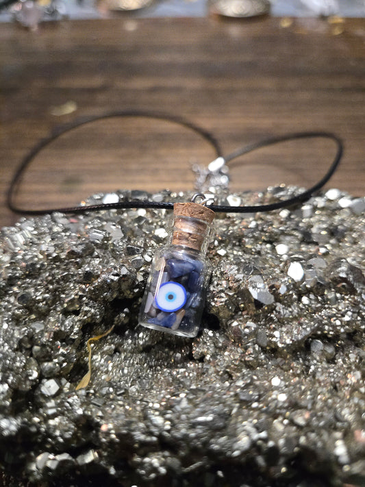 Evil Eye Protection And Crystal Wish Bottle Necklace