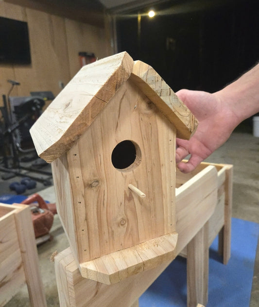Handcrafted by Stracks cedar bird house with clean out