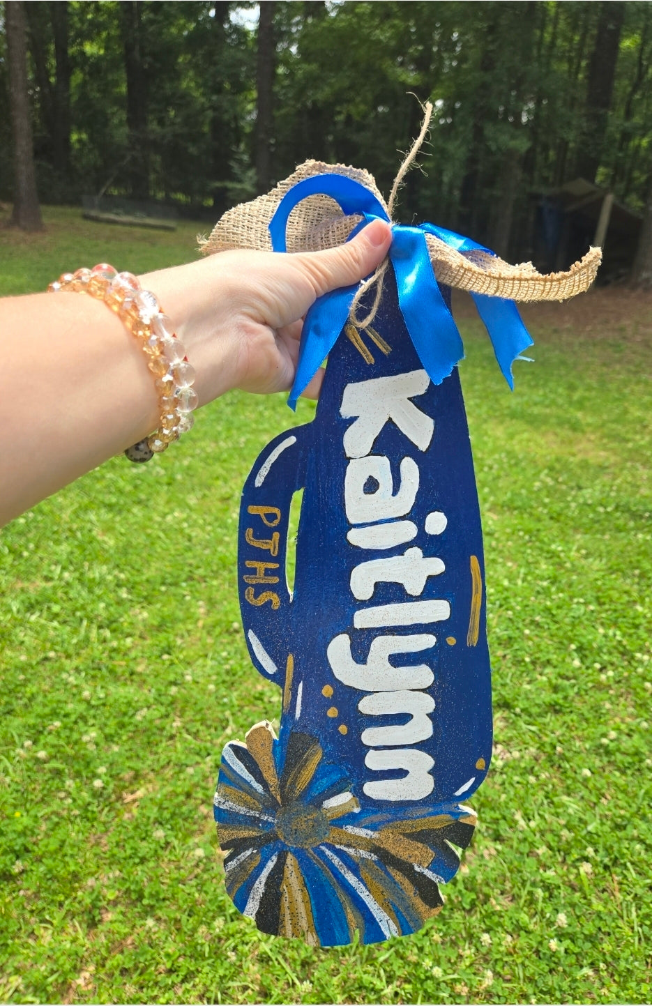 Custom school spirit or cheerleading plaques signs stakes or door hangings
