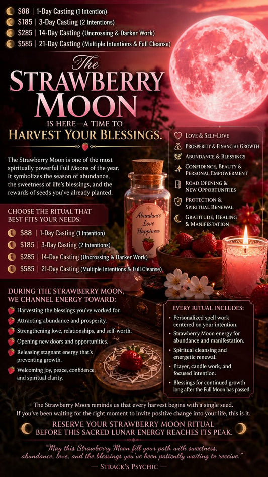 Strawberry full moon spell work and rituals