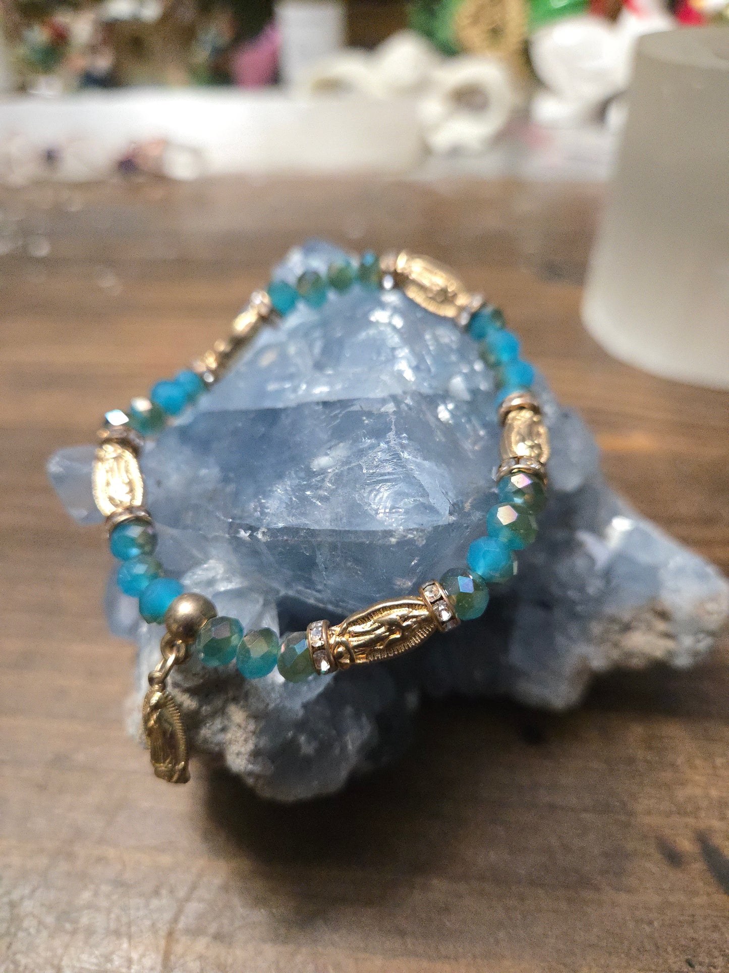 Our Lady of Guadalupe Bracelet| blue teal| Bluish Teal Mother Mary Protection Bracelet – Sacred Healing, Peace & Divine Guidance