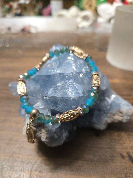 Our Lady of Guadalupe Bracelet| blue teal| Bluish Teal Mother Mary Protection Bracelet – Sacred Healing, Peace & Divine Guidance