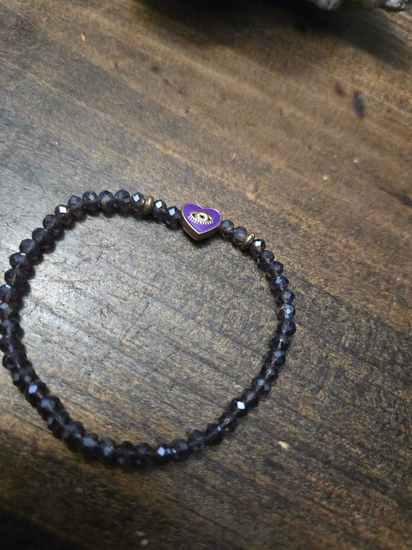Dark Purple Evil Eye Heart Protection Bracelet – Intuition, Shielding & Spiritual Strength