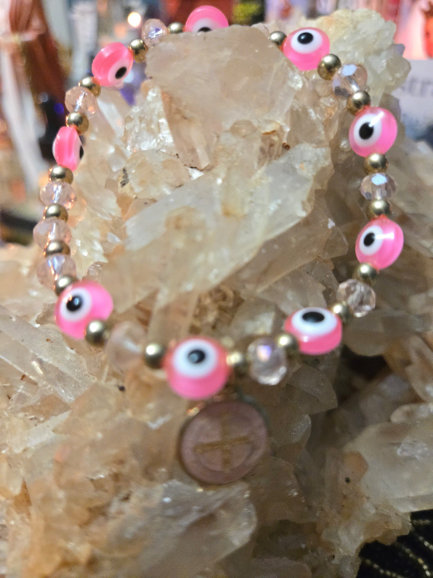 St. Benedict Medal Pink Evil Eye Bracelet – Divine Protection & Peace